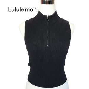 Lululemon Sz M Croppes Ribbed Open Back Half-Zip Sweater Top.